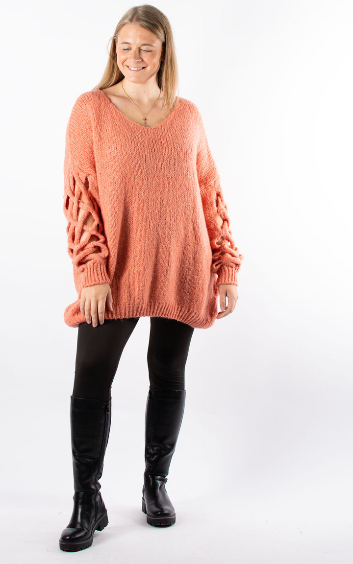 Braided Sleeve Knit | Peach