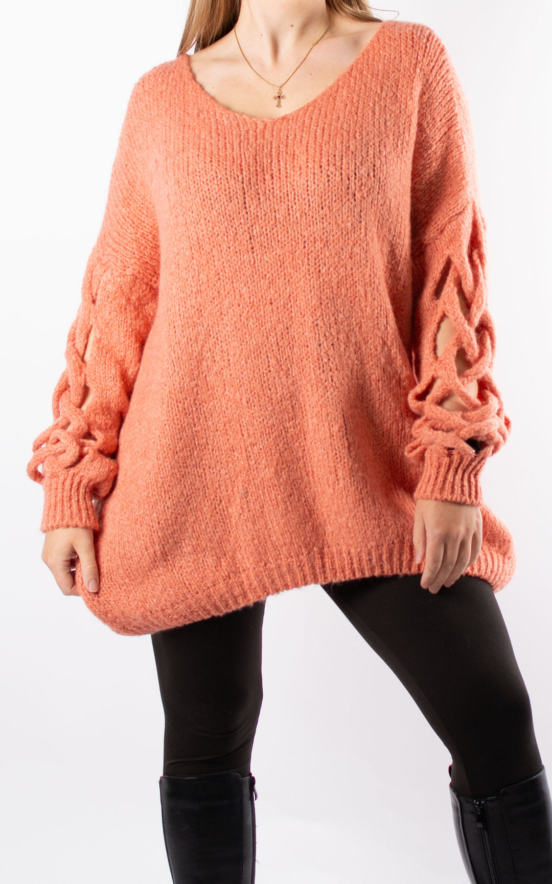 Braided Sleeve Knit | Peach