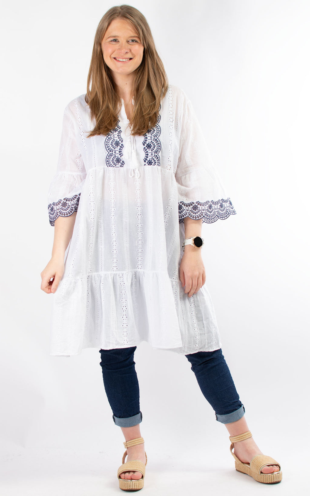 Broderie Anglaise Smock | Navy