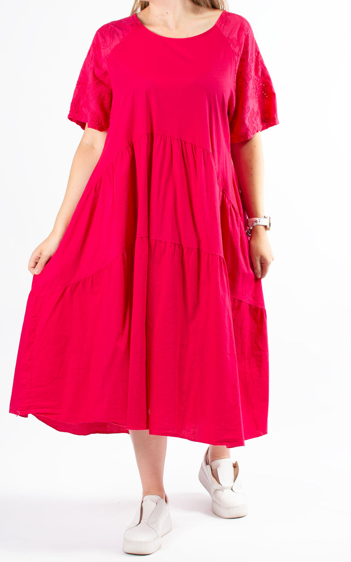 Broderie Sleeve Dress | Cherry