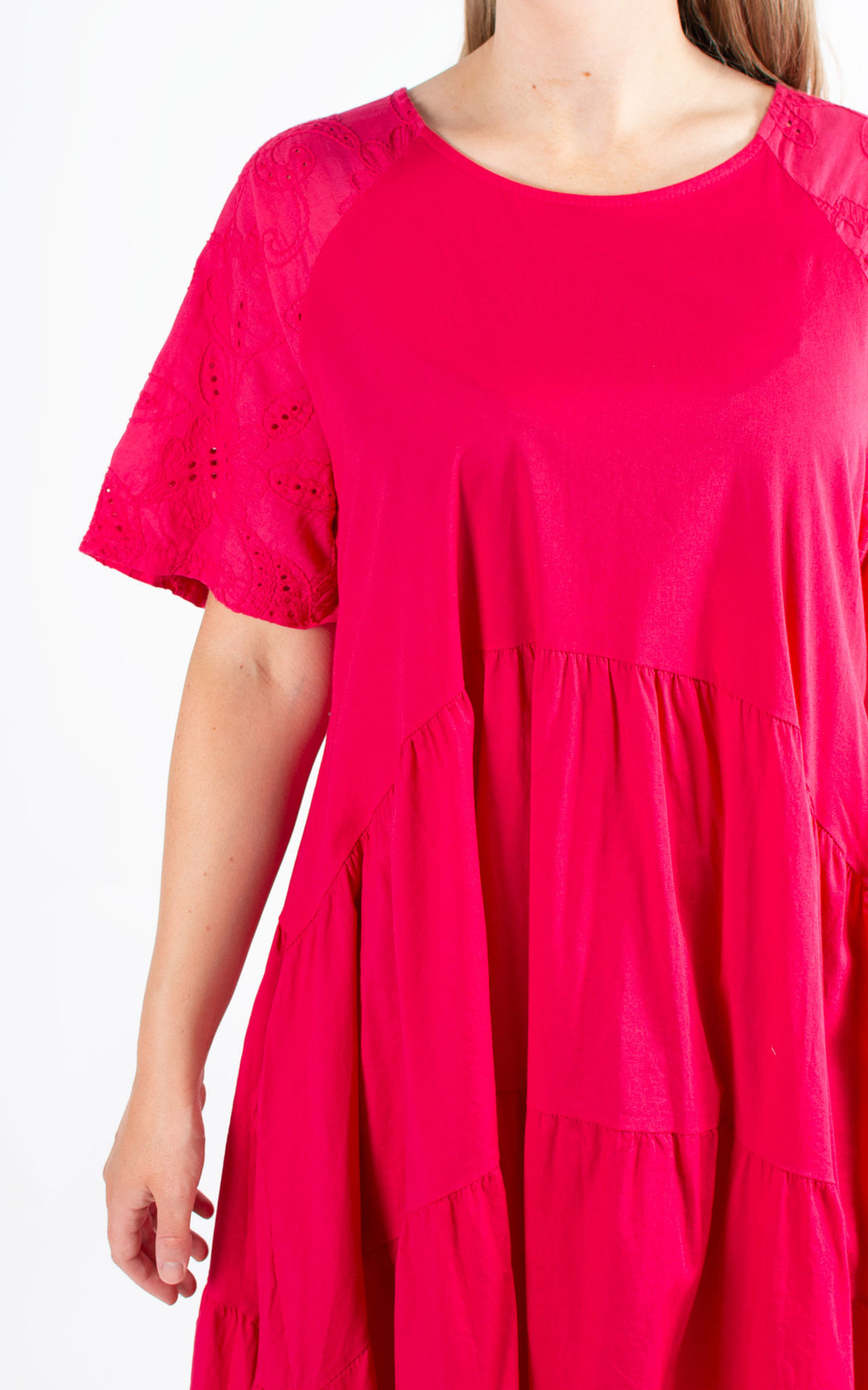Broderie Sleeve Dress | Cherry