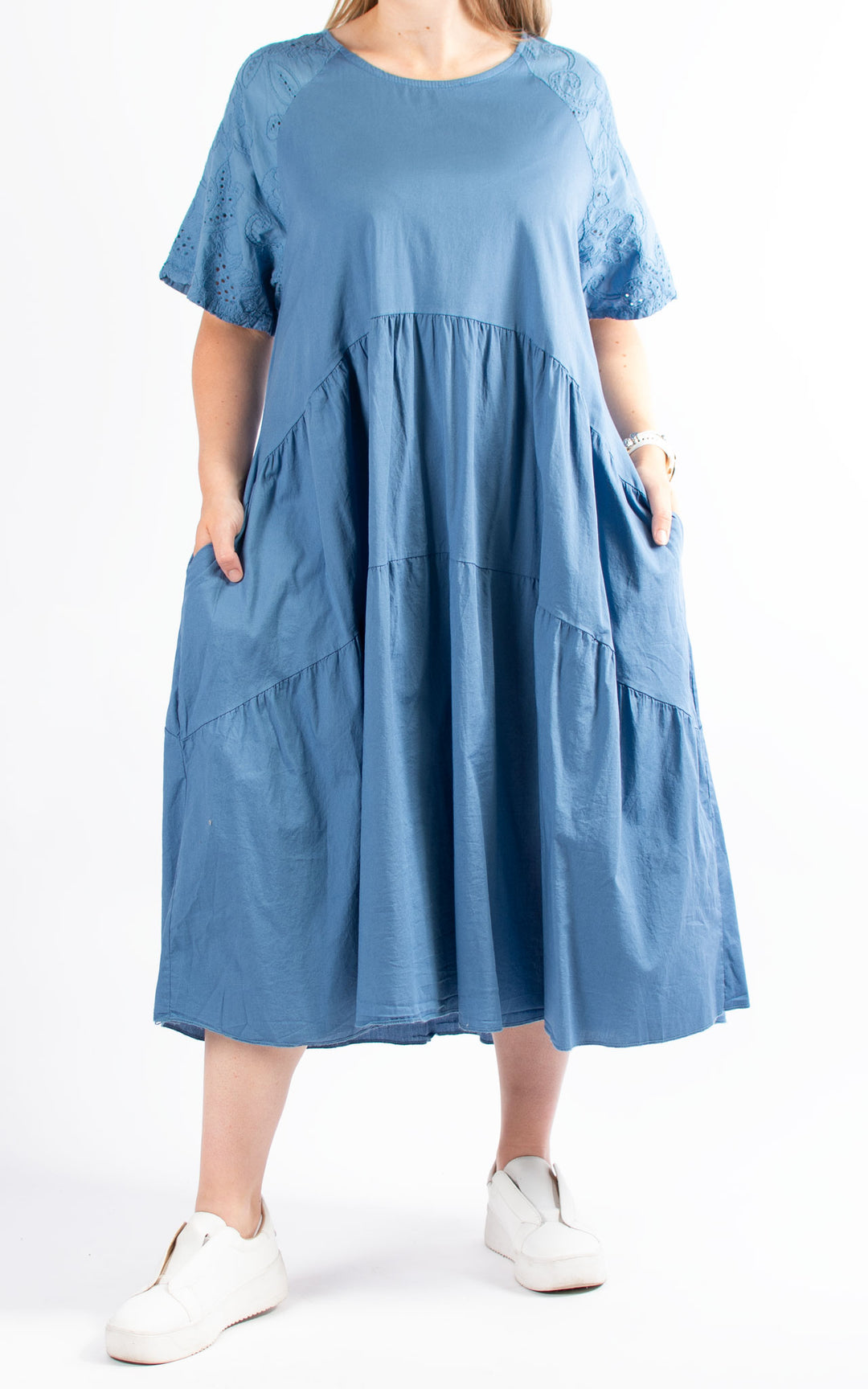 Broderie Sleeve Dress | Denim