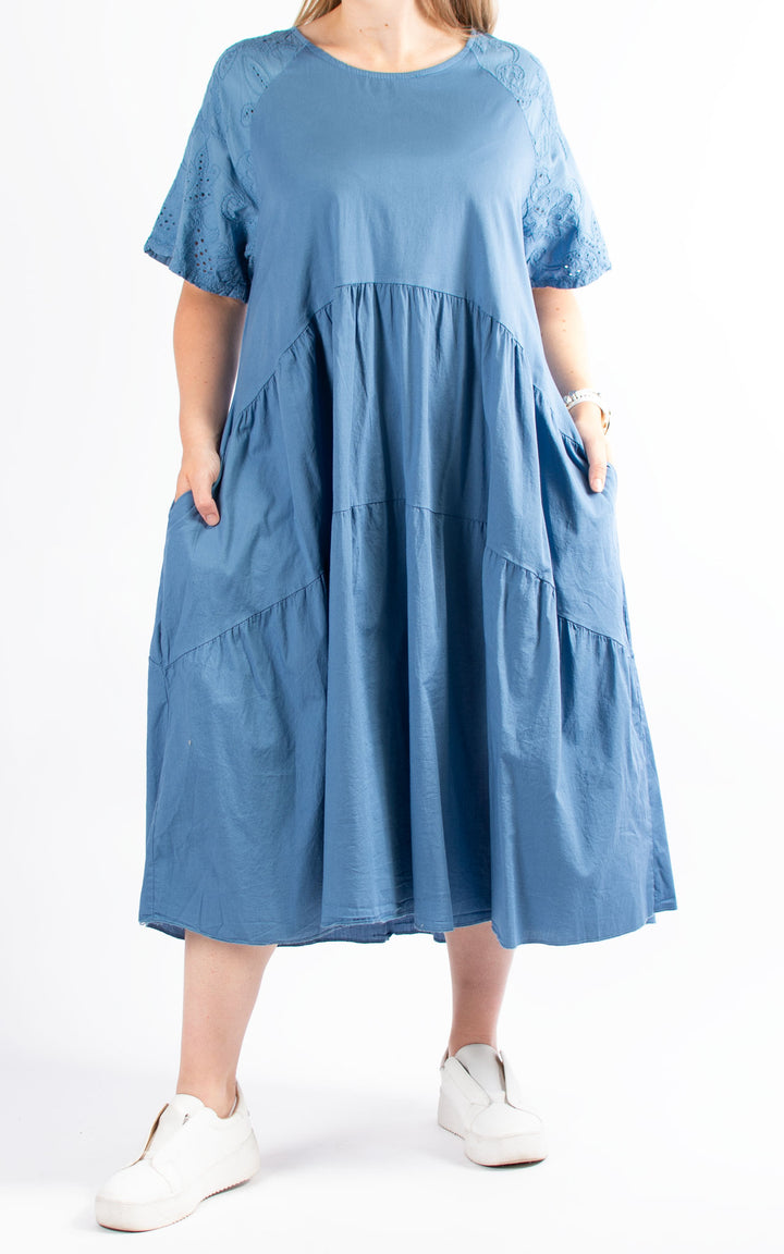 Broderie Sleeve Dress | Denim