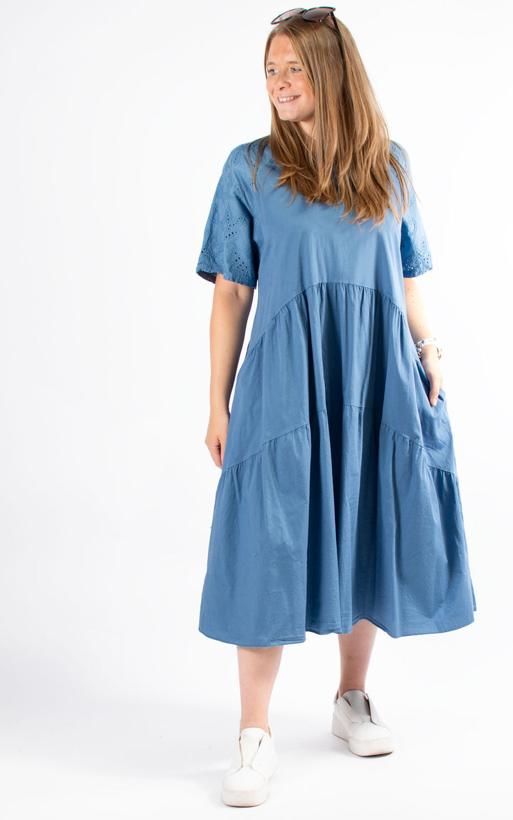 Broderie Sleeve Dress | Denim