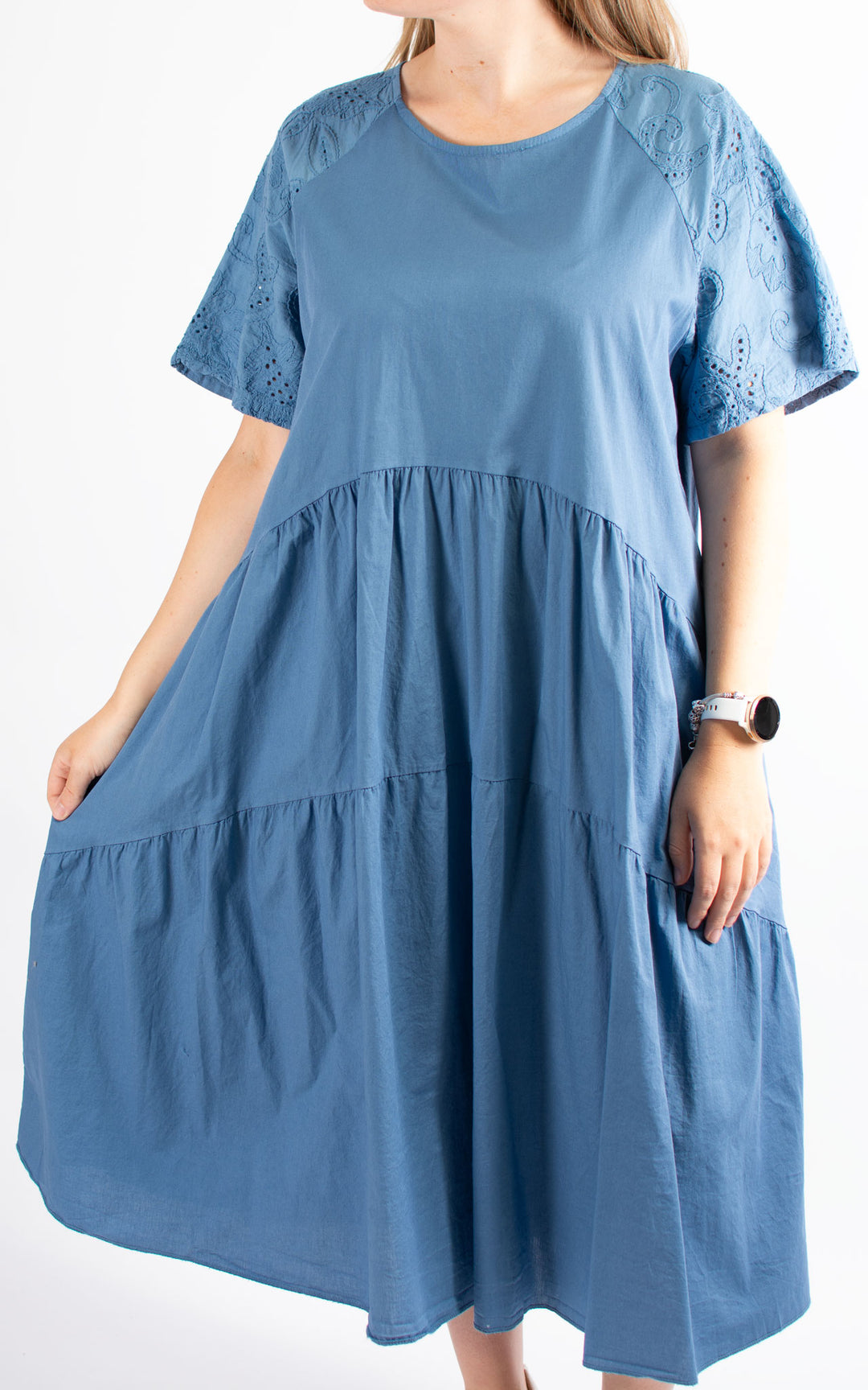Broderie Sleeve Dress | Denim