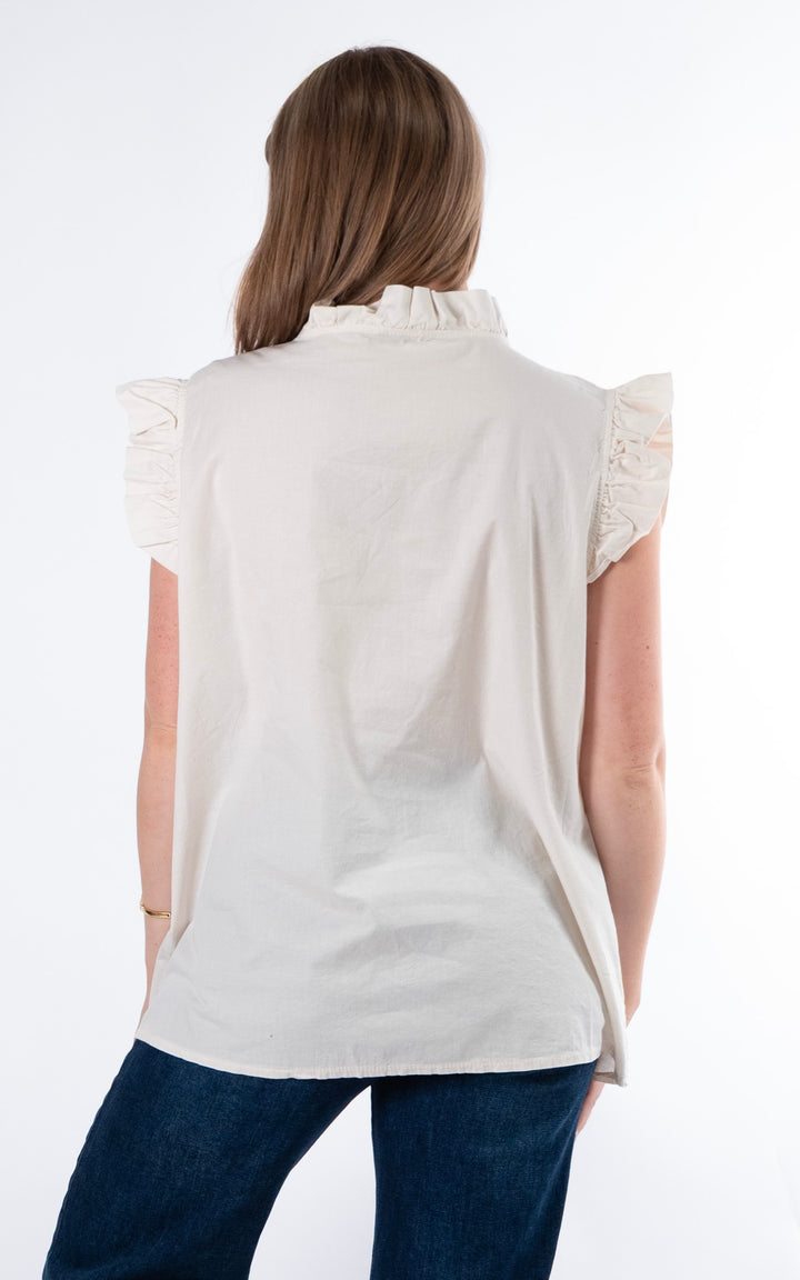 Brooke Frill Button Top | Cream
