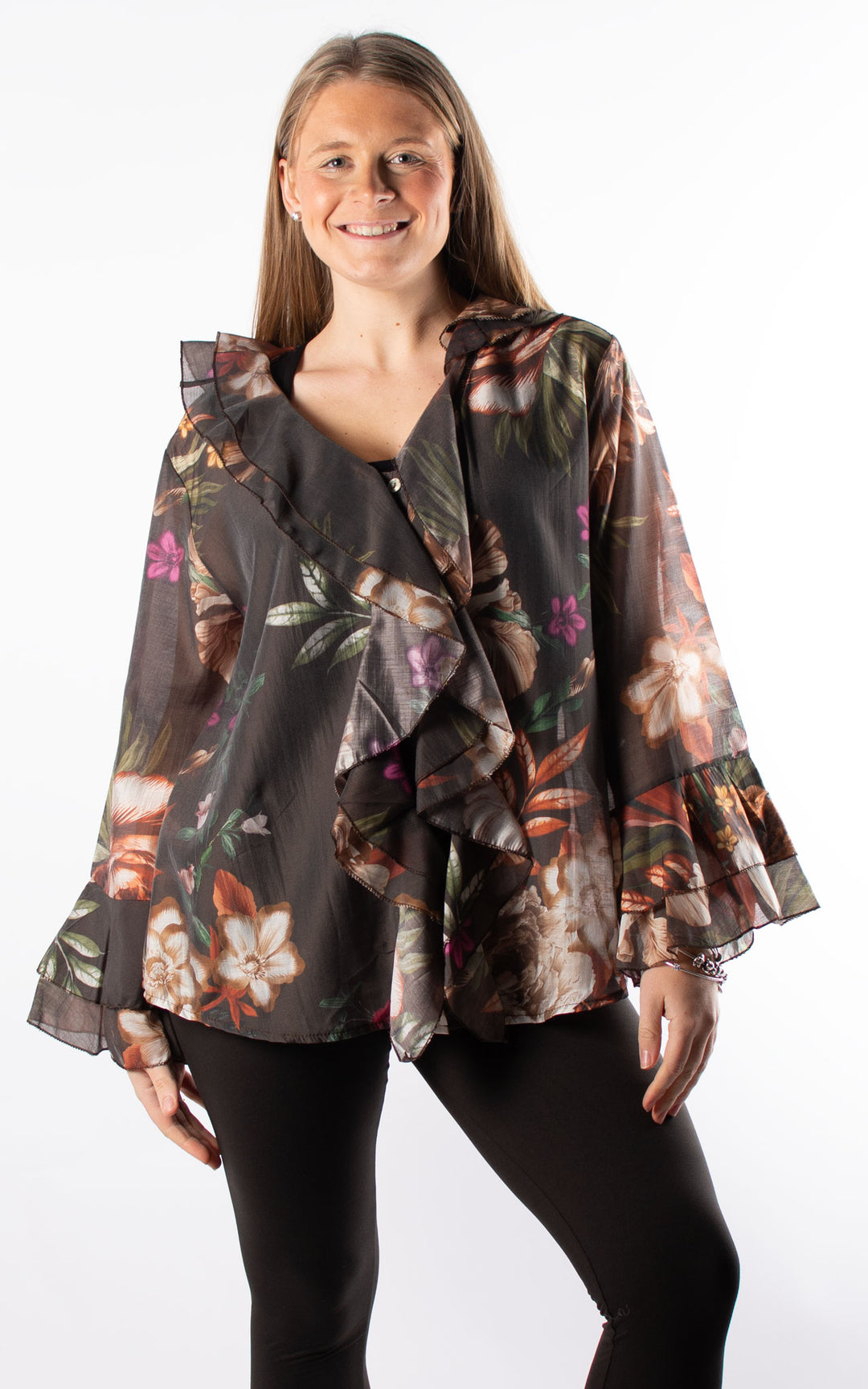 Brown Floral Blouse