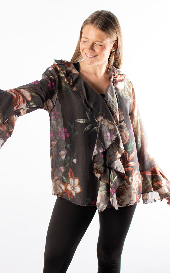 Brown Floral Blouse