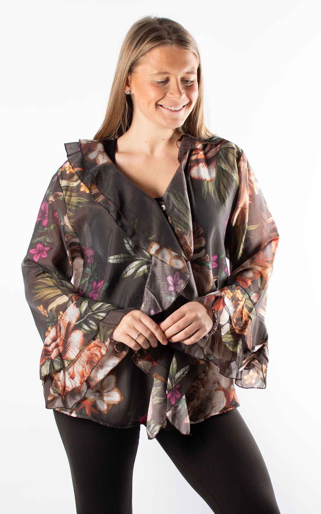Brown Floral Blouse