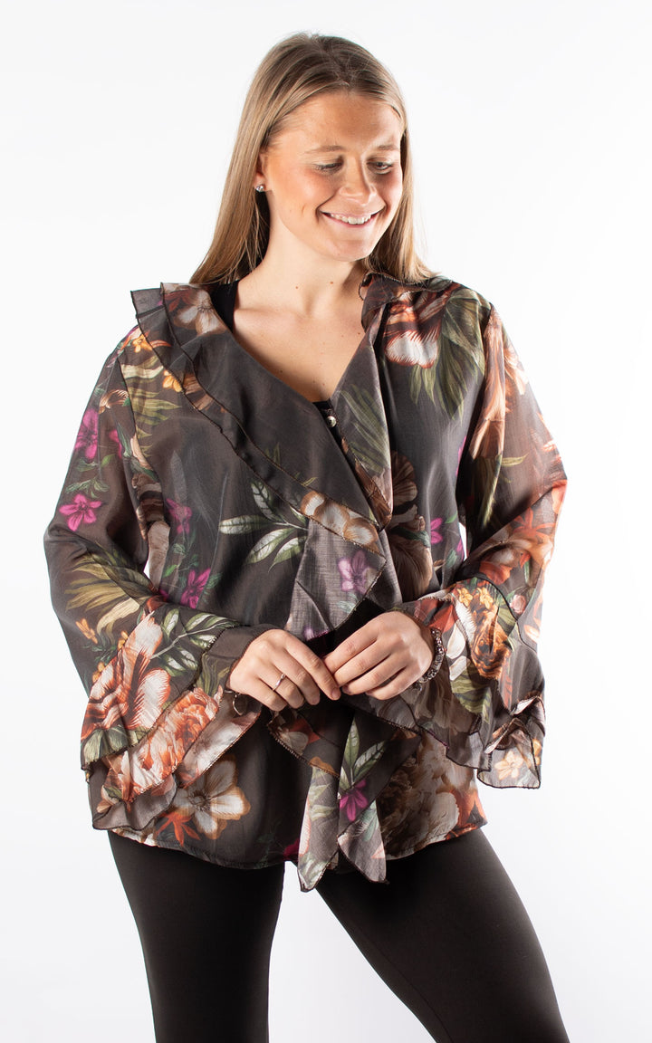 Brown Floral Blouse