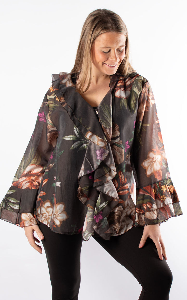Brown Floral Blouse