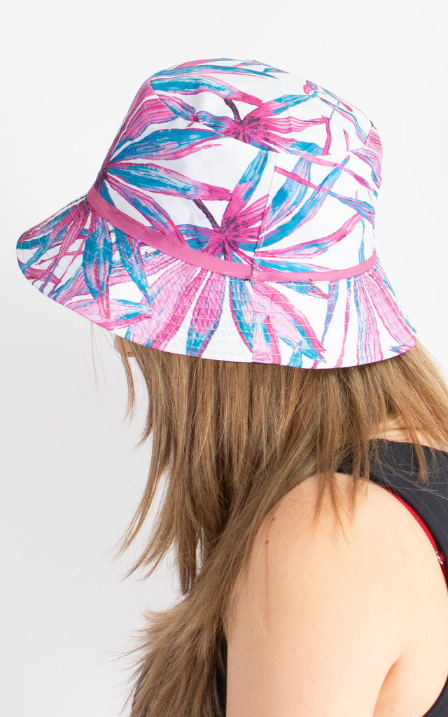 Bucket Hat | Tropical Leaf | Hot Pink