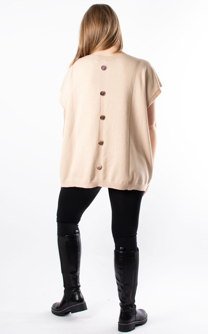 Button Back Jumper | Beige
