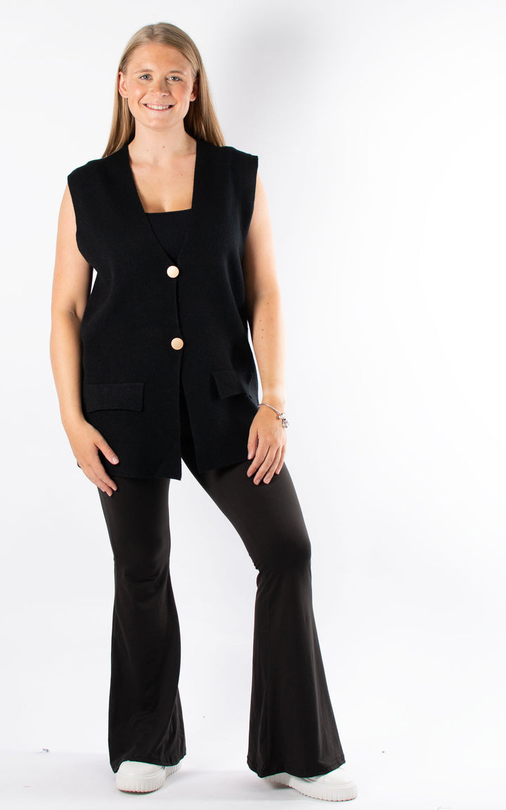 Button Knitted Waistcoat | Black