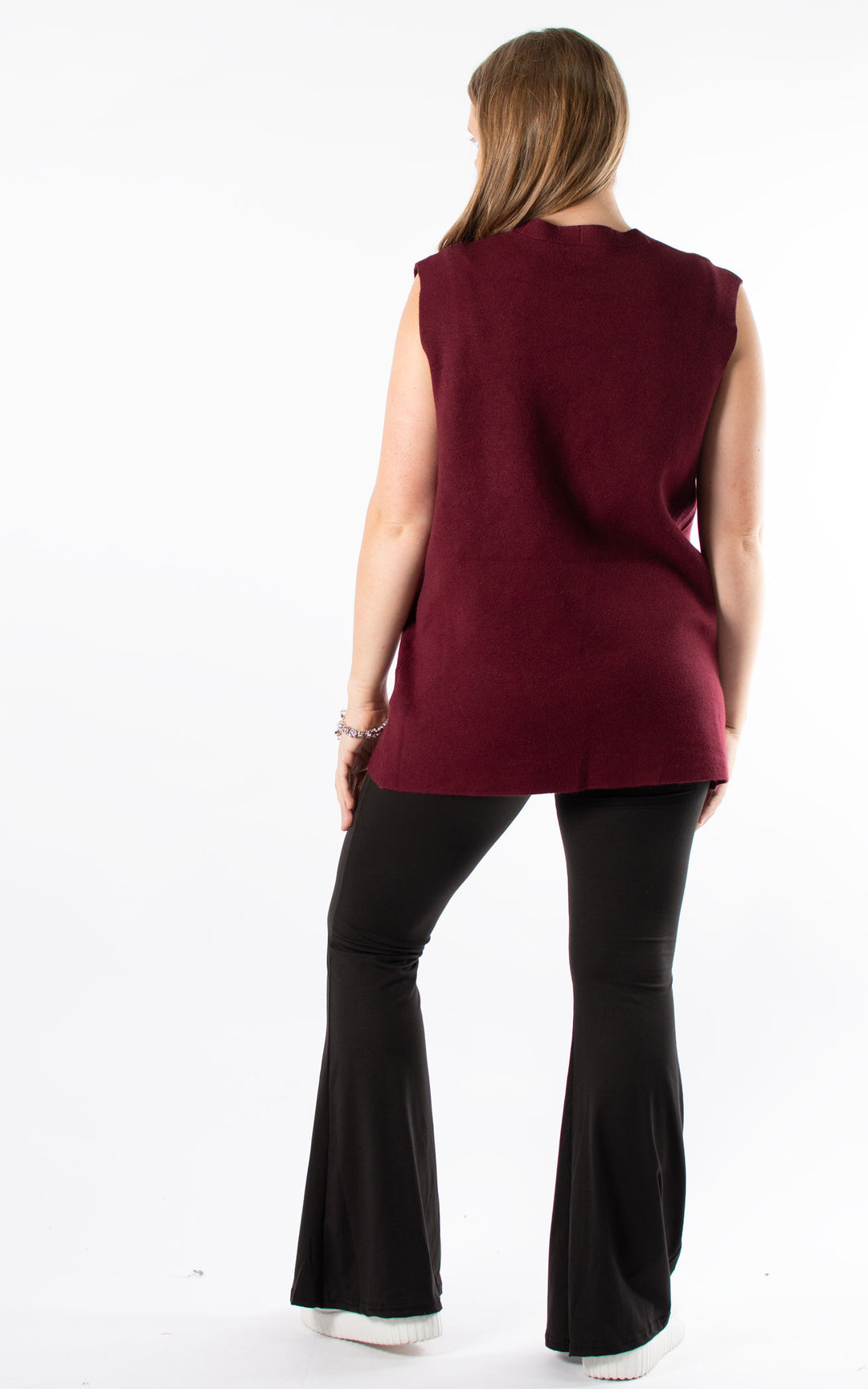 Button Knitted Waistcoat | Burgundy