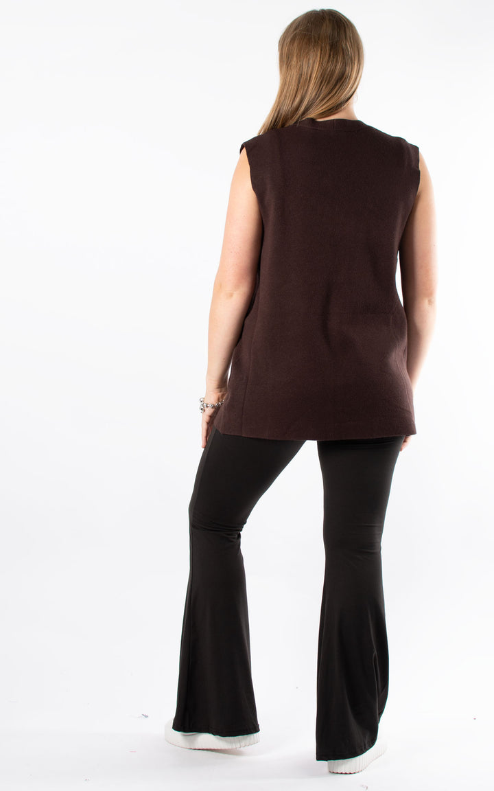 Button Knitted Waistcoat | Chocolate