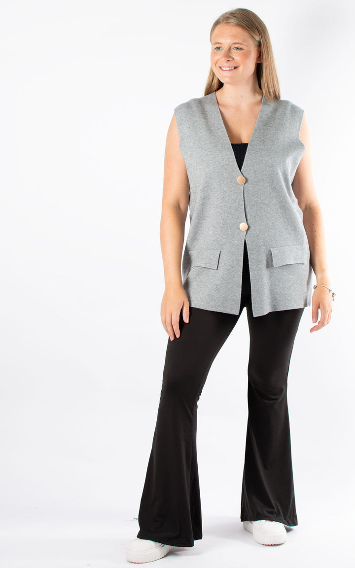 Button Knitted Waistcoat | Grey