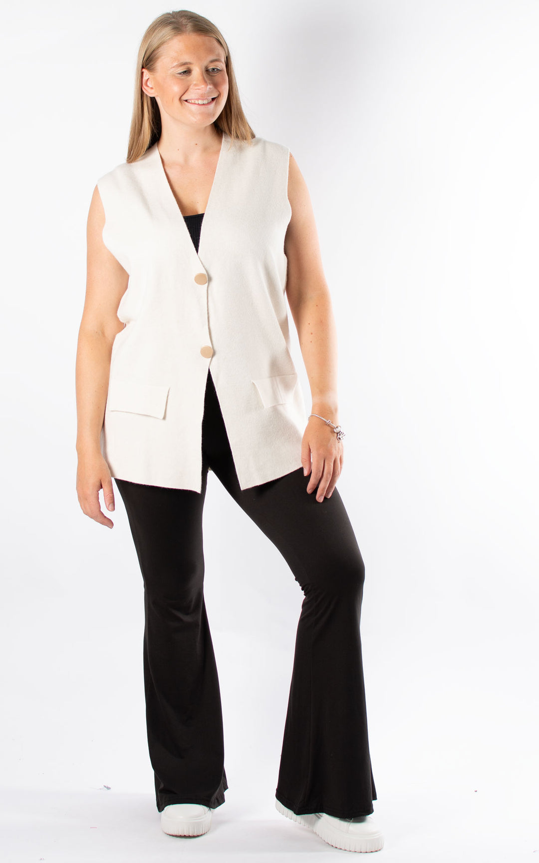 Button Knitted Waistcoat | White