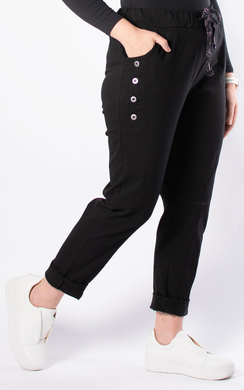 Button Magic Trousers | Black