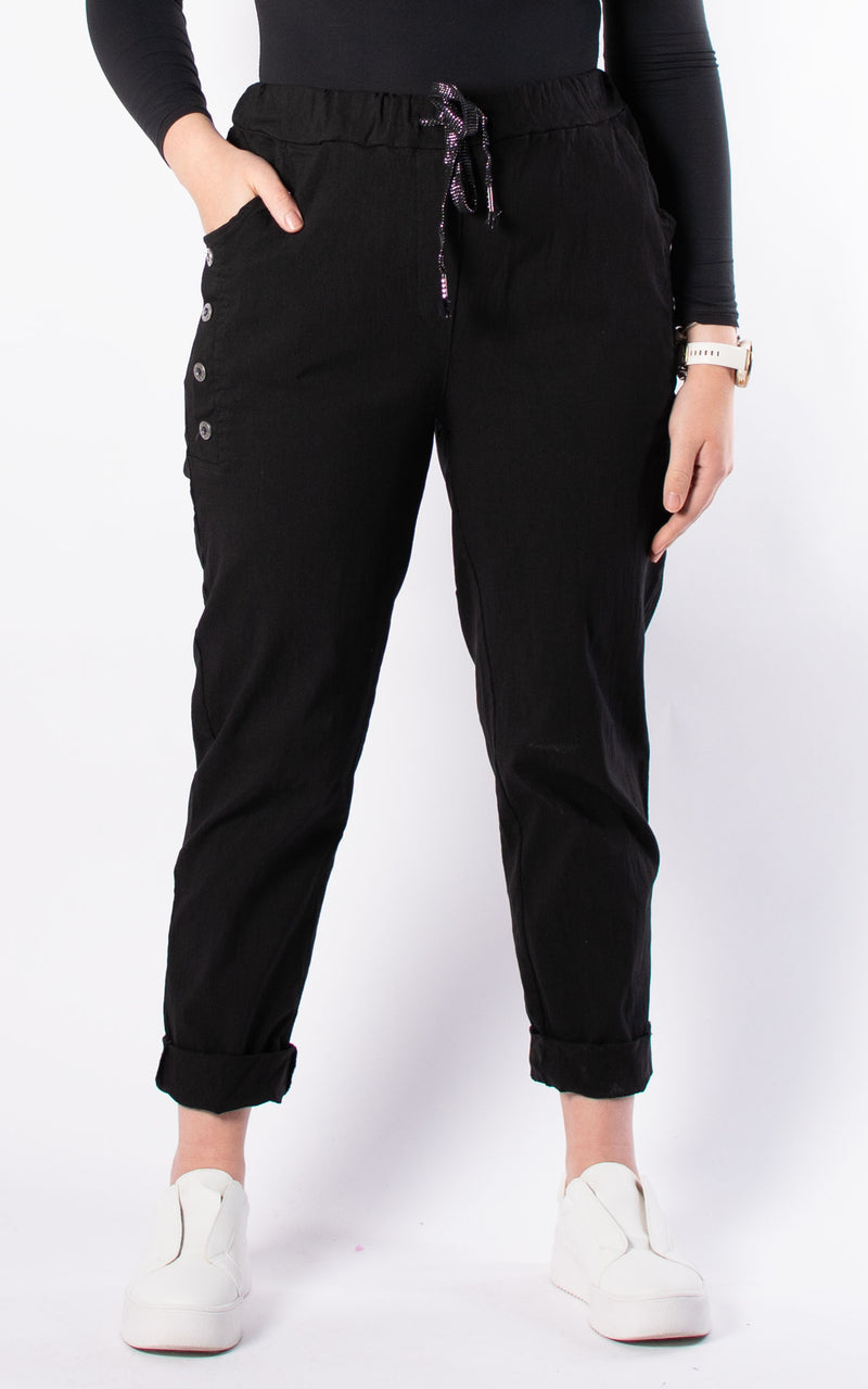 Button Magic Trousers | Black