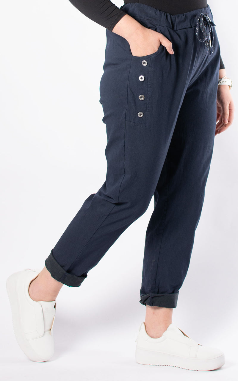 Button Magic Trousers | Navy