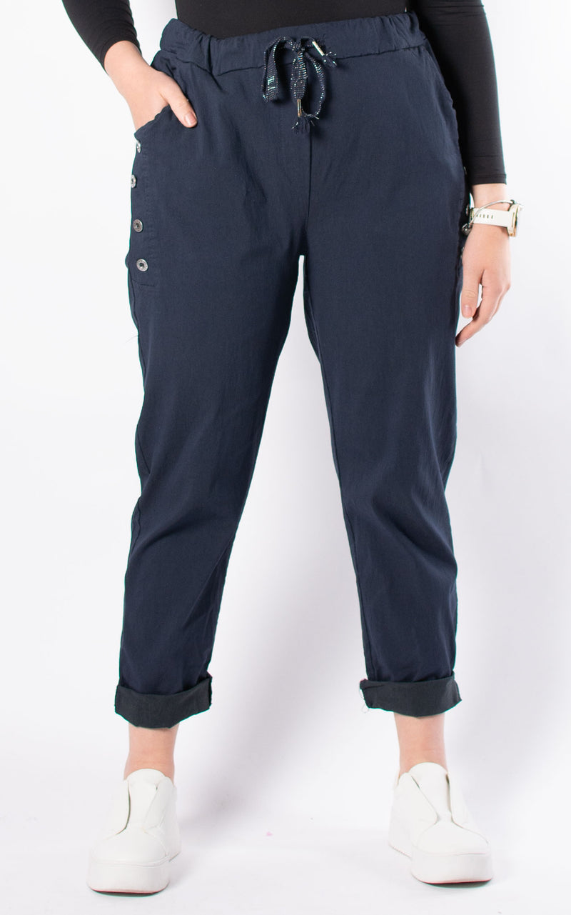 Button Magic Trousers | Navy