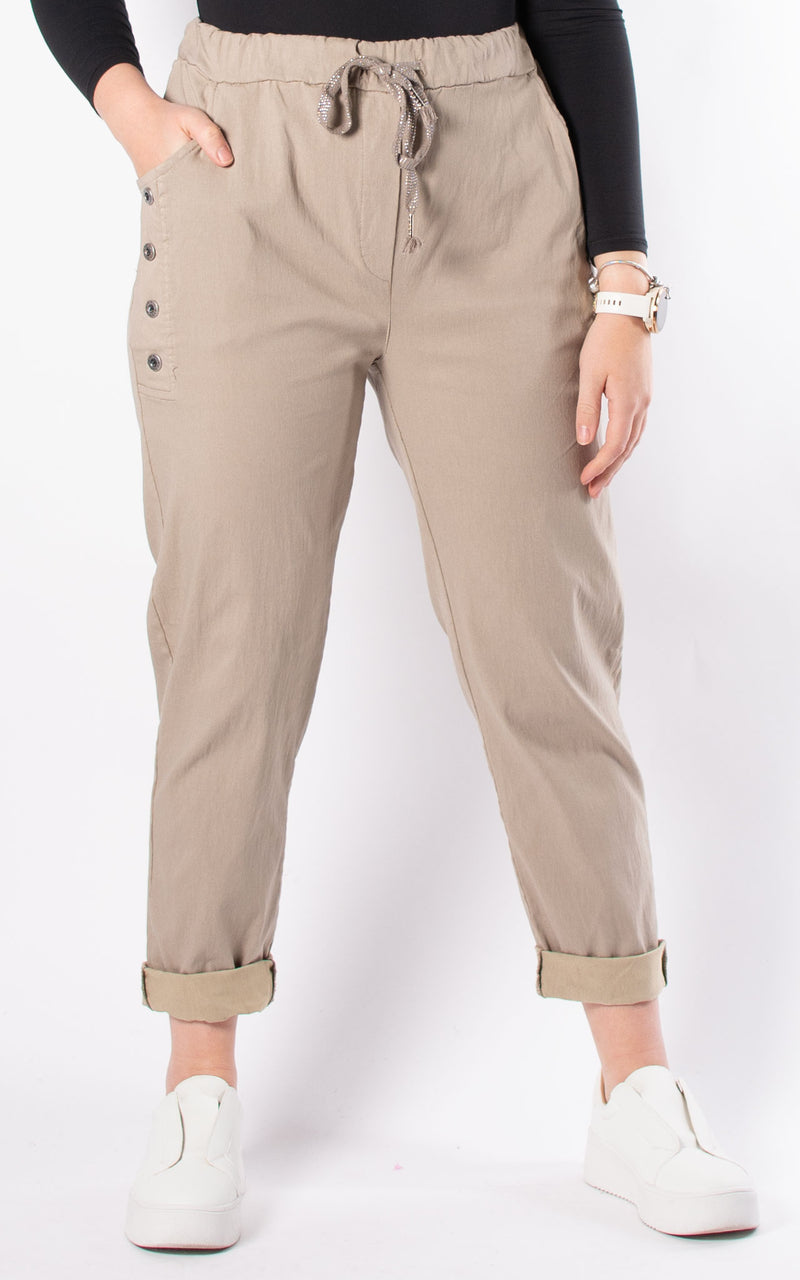 Button Magic Trousers | Taupe