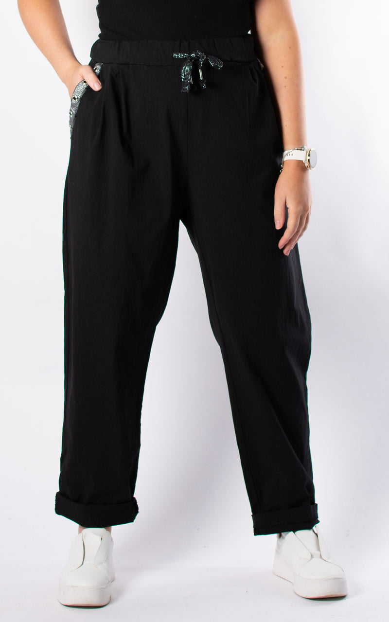 Button Mom Magic Trouser | Black