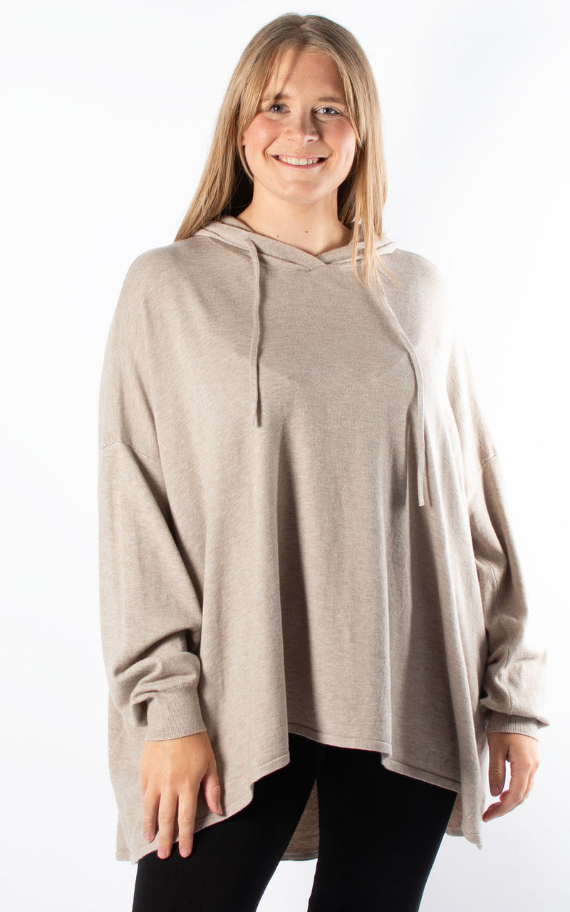 Caitlin Hooded Soft Knit | Taupe