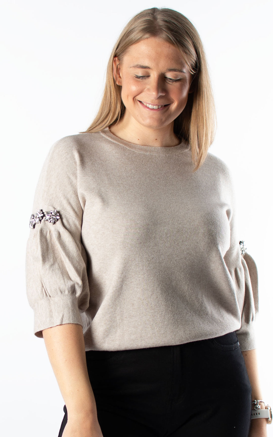 Cally Cropped Jumper | Biscuit
