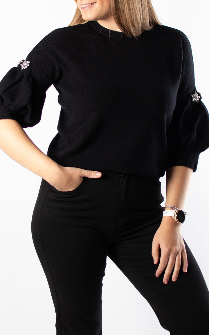 Cally Cropped Jumper | Black