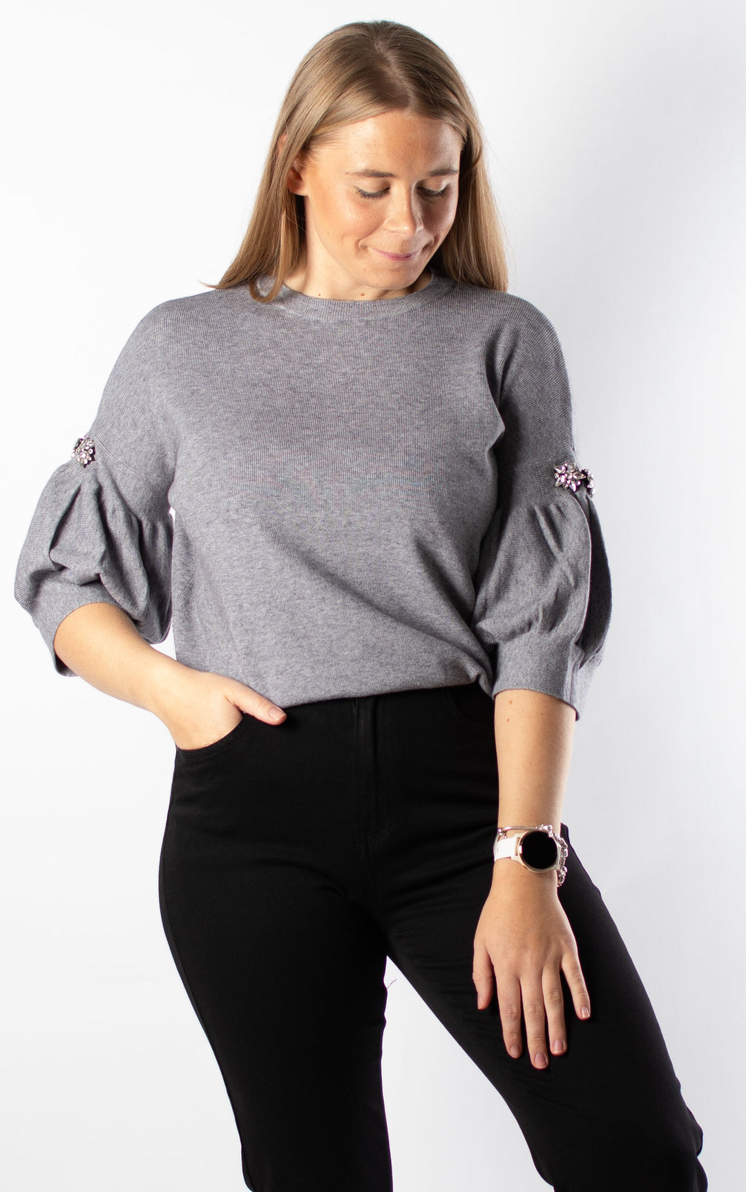 Cally Cropped Jumper | Grey