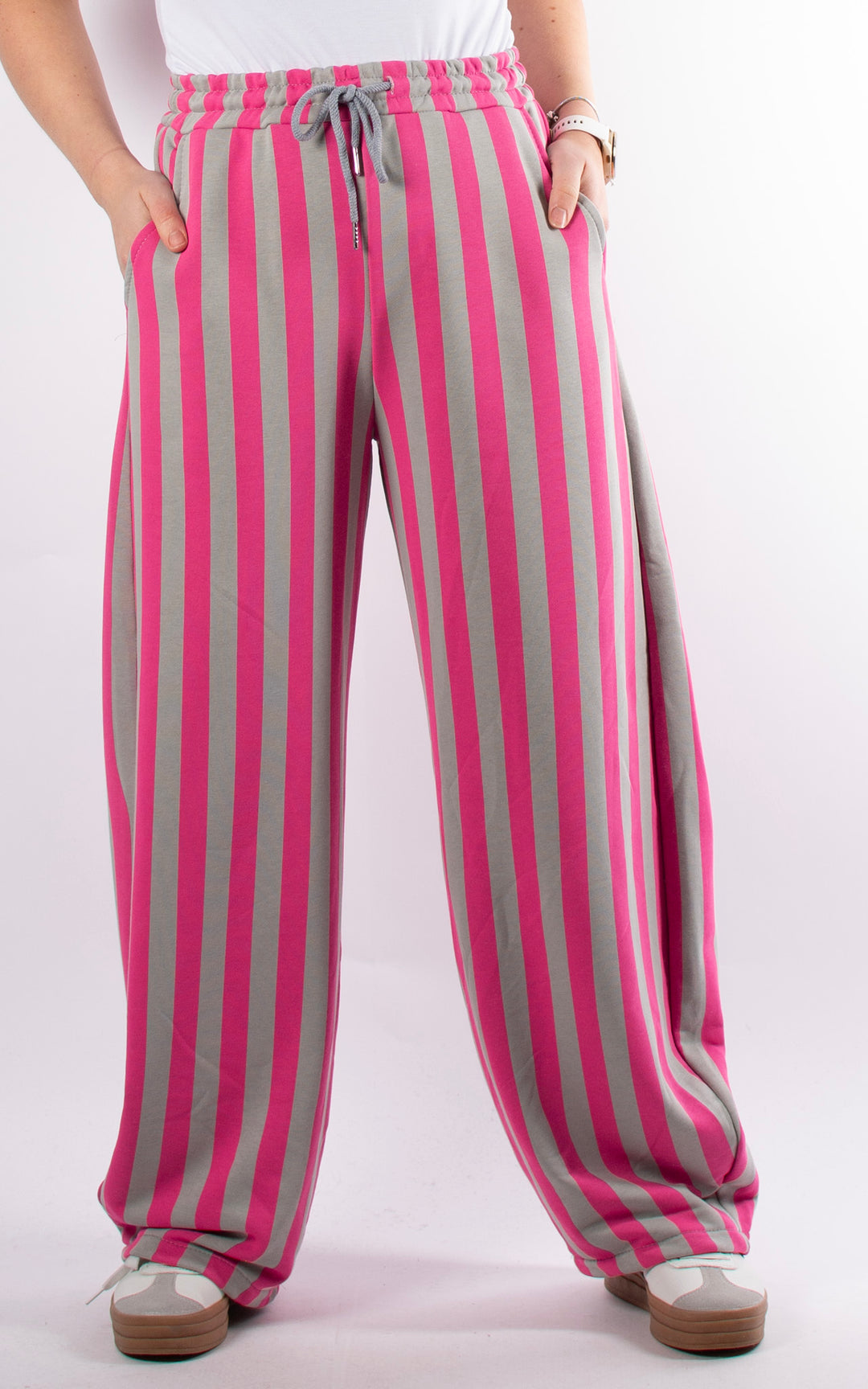 Candy Stripe Jogger | Hot Pink&Taupe
