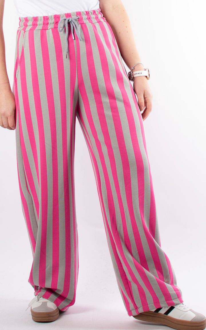 Candy Stripe Jogger | Hot Pink&Taupe