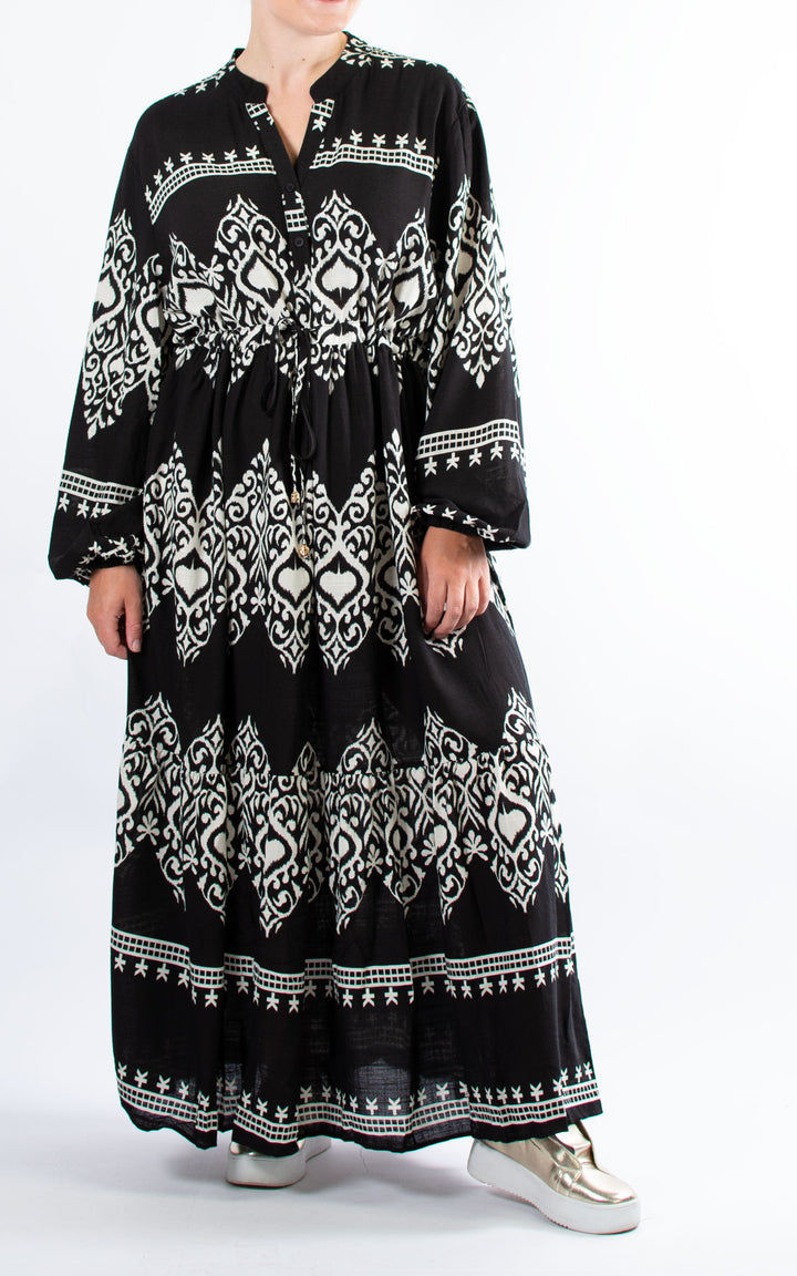 Carine Patterned Dress | Black