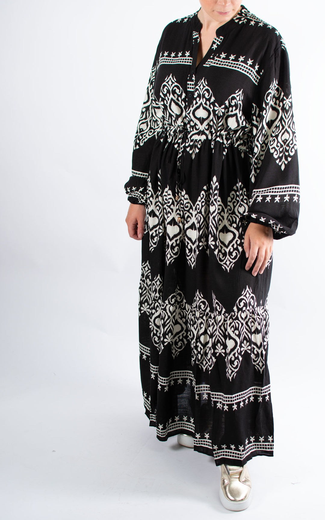 Carine Patterned Dress | Black