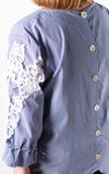 Carol Stripe Button Back Shirt | Navy