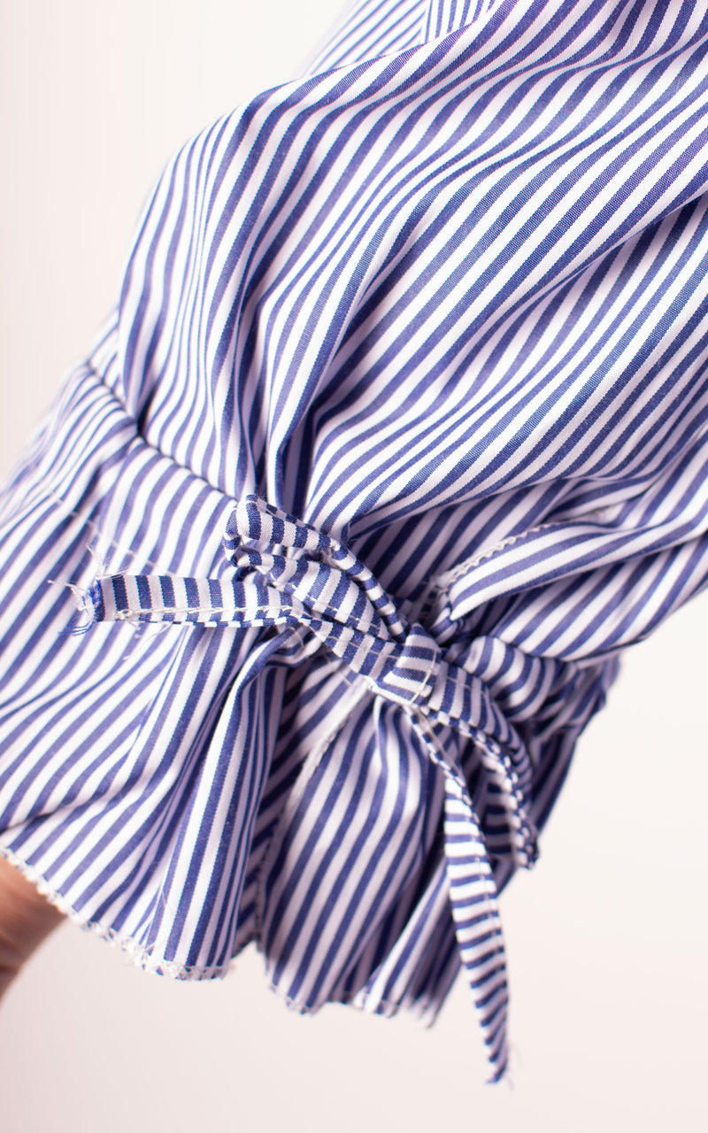 Carol Stripe Button Back Shirt | Navy