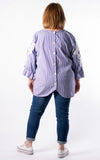 Carol Stripe Button Back Shirt | Navy