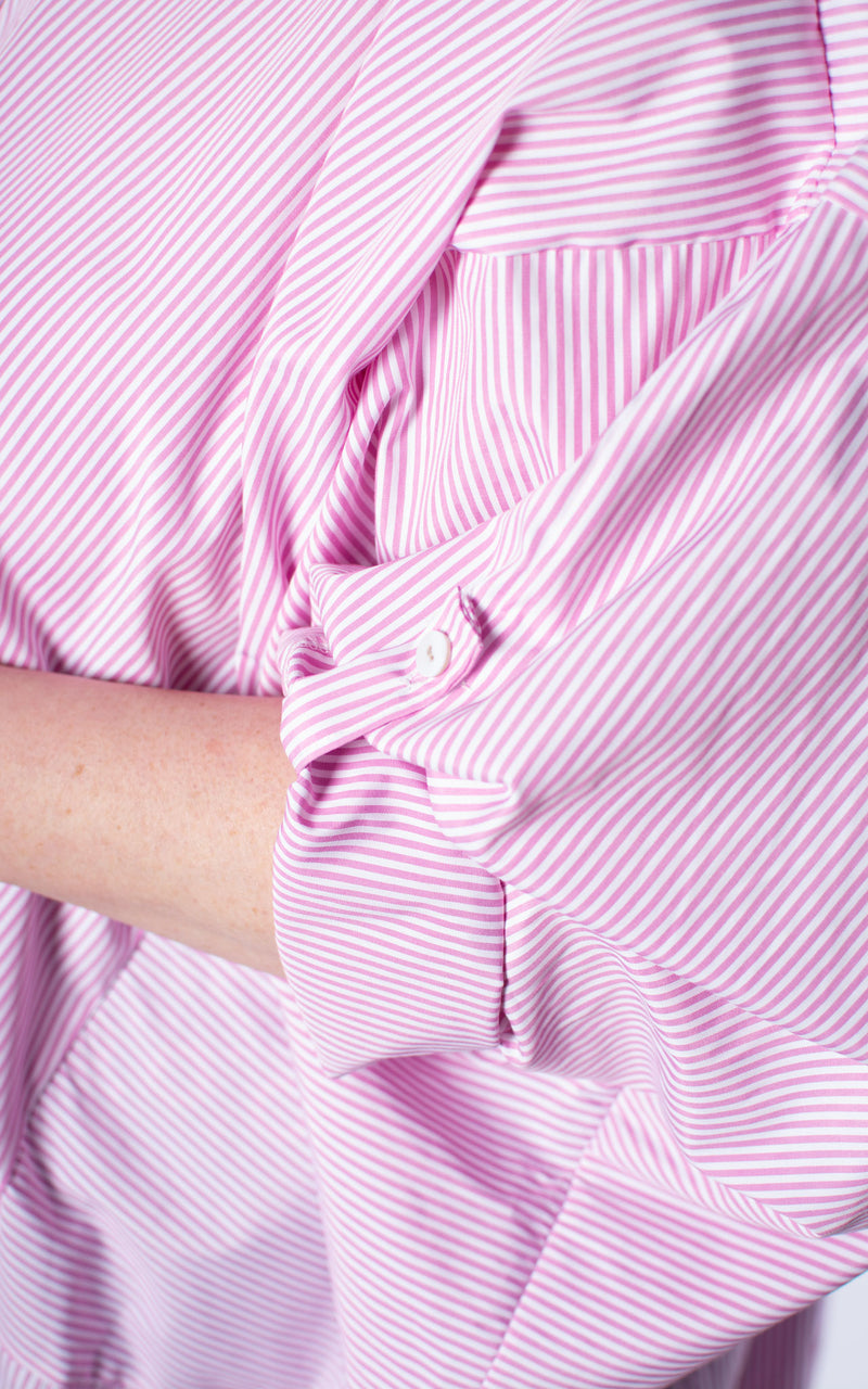 Carol Stripe Oversized Shirt | Pink