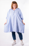 Carol Stripe Oversized Shirt | Sky Blue