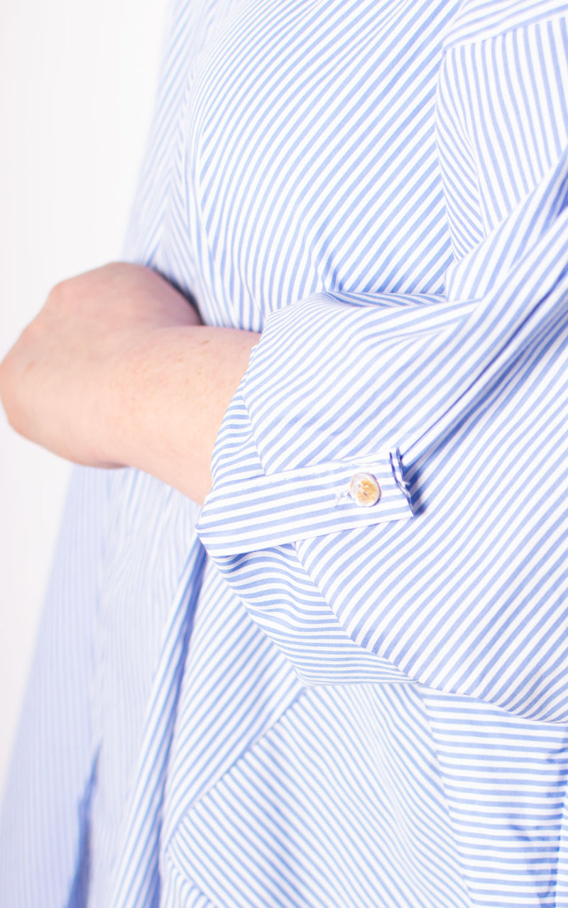 Carol Stripe Oversized Shirt | Sky Blue