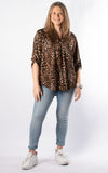 Caroline V-neck Top | Animal Print | Brown