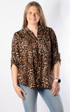 Caroline V-neck Top | Animal Print | Brown