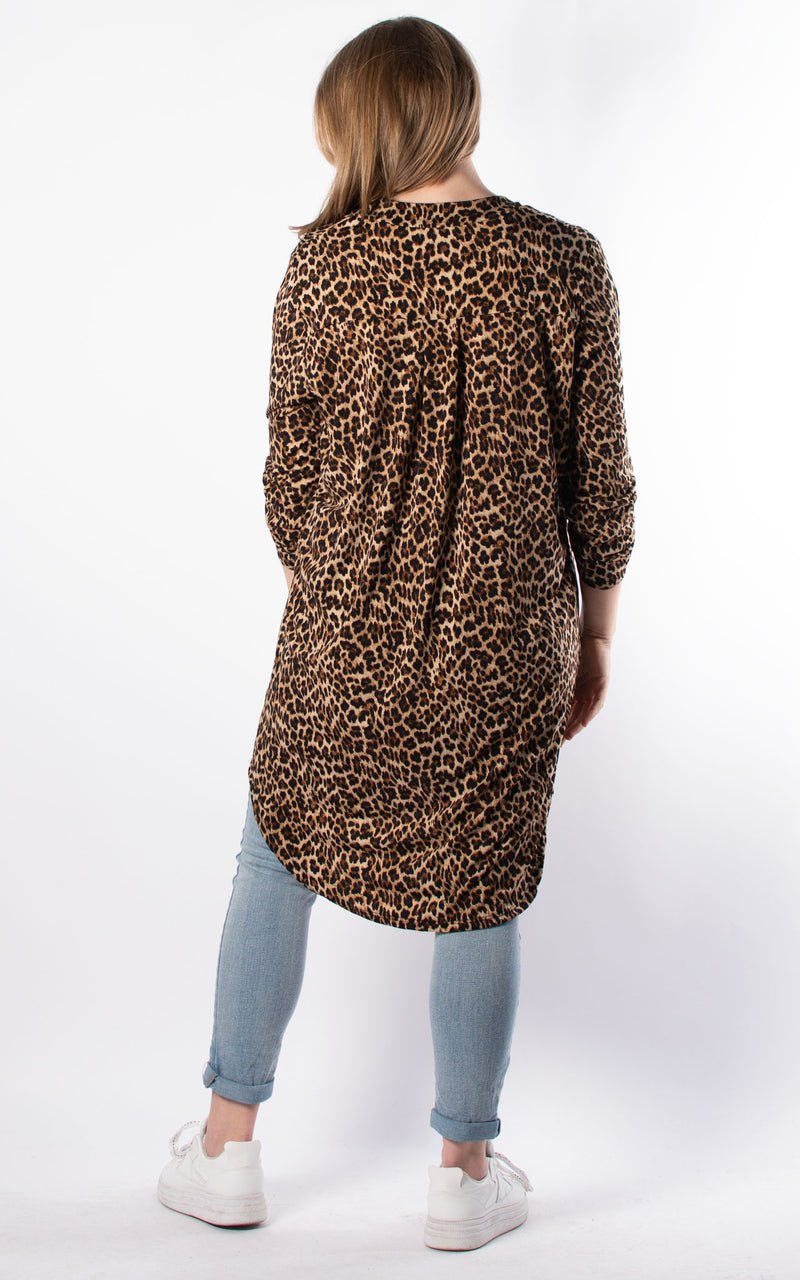 Caroline V-neck Tunic | Animal Print | Brown