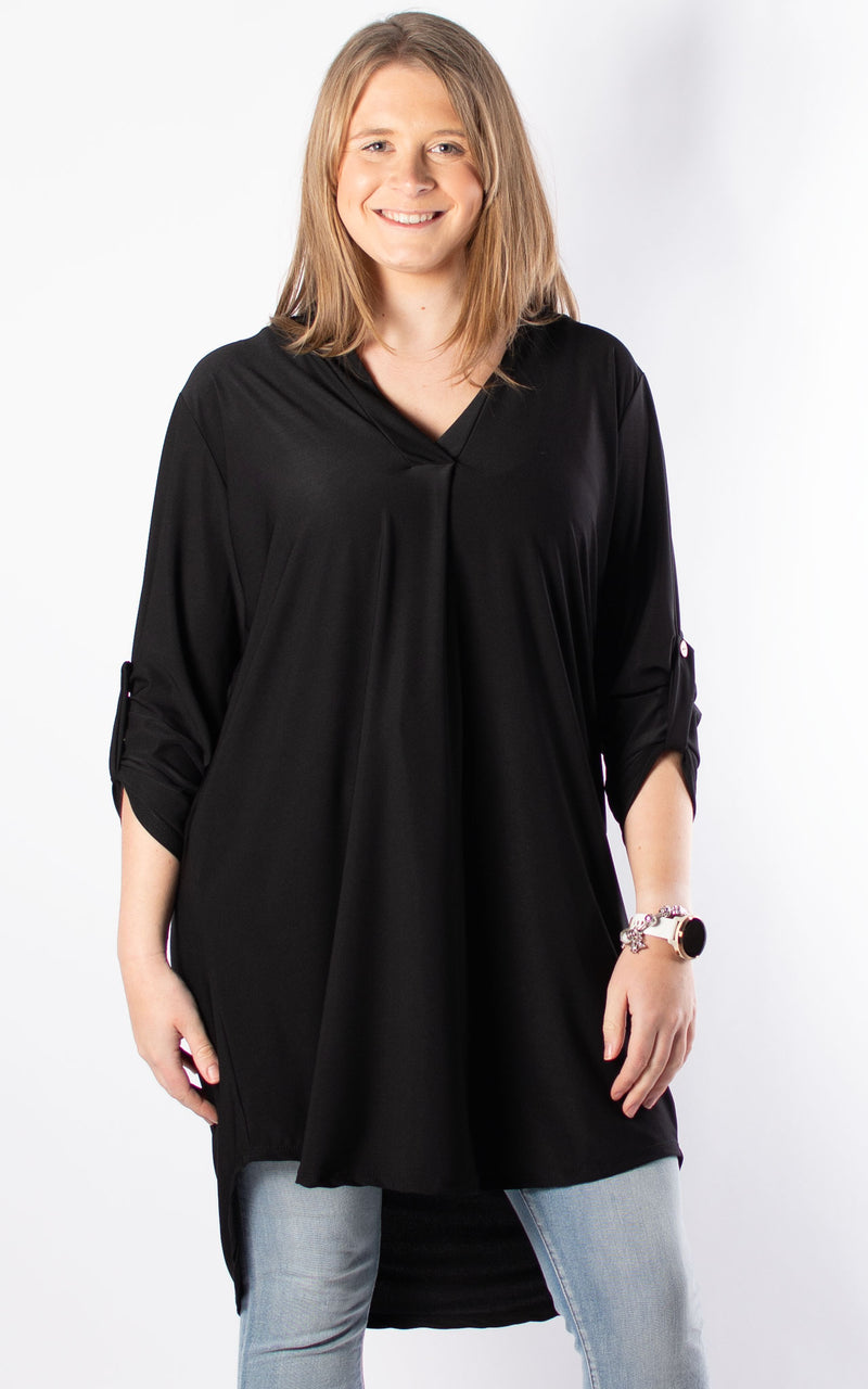 Caroline V-neck Tunic | Plain |  Black