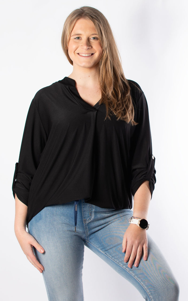 Caroline V-neck Tunic | Plain |  Black