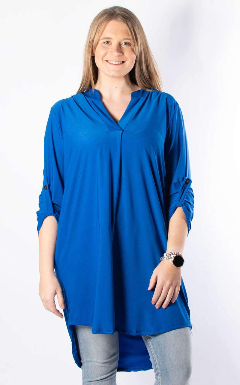 Caroline V-neck Tunic | Plain |  Cobalt