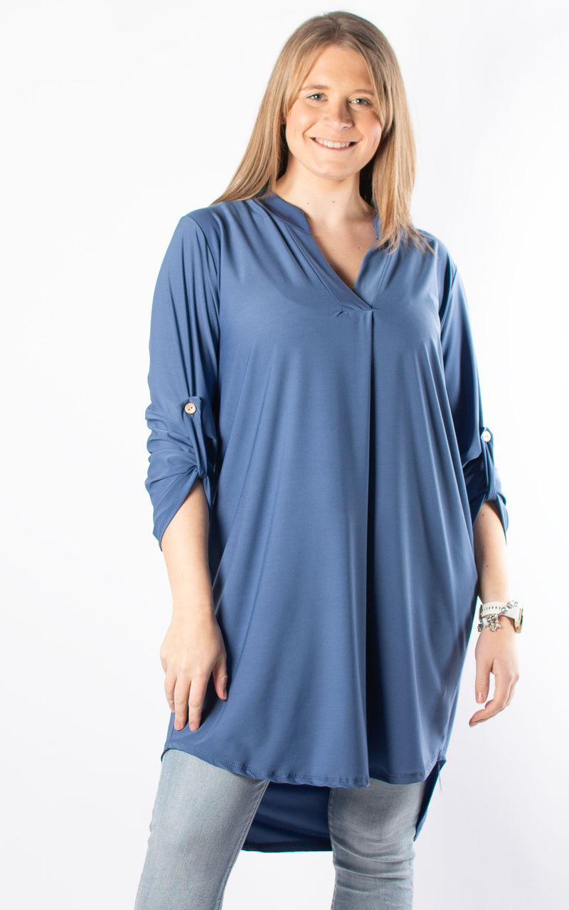 Caroline V-neck Tunic | Plain | Denim