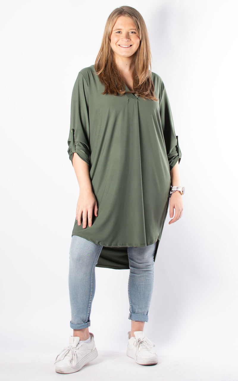 Caroline V-neck Tunic | Plain |  Khaki